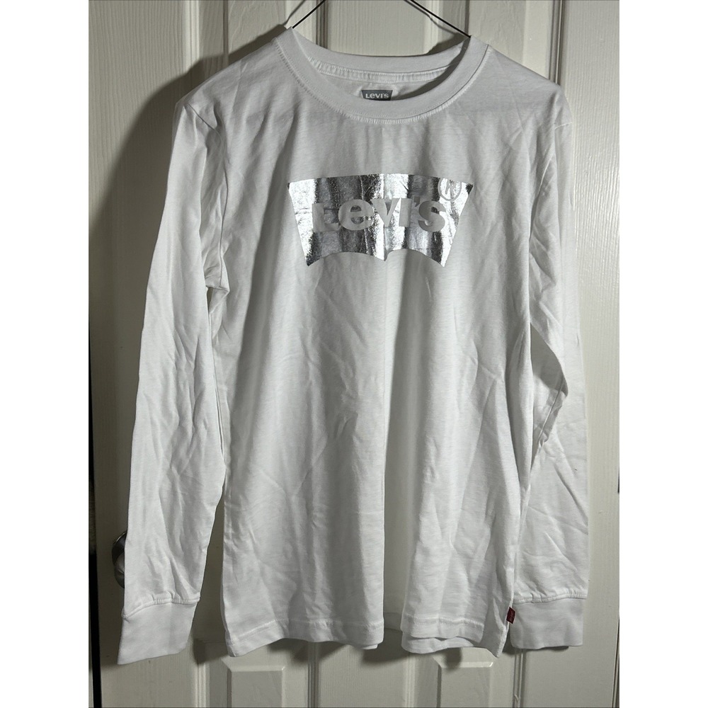 Girls Levi's Logo TShirt Size Large White Long Sleeve